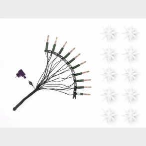 Stjernek�de med 10 stk 13 cm plaststjerner